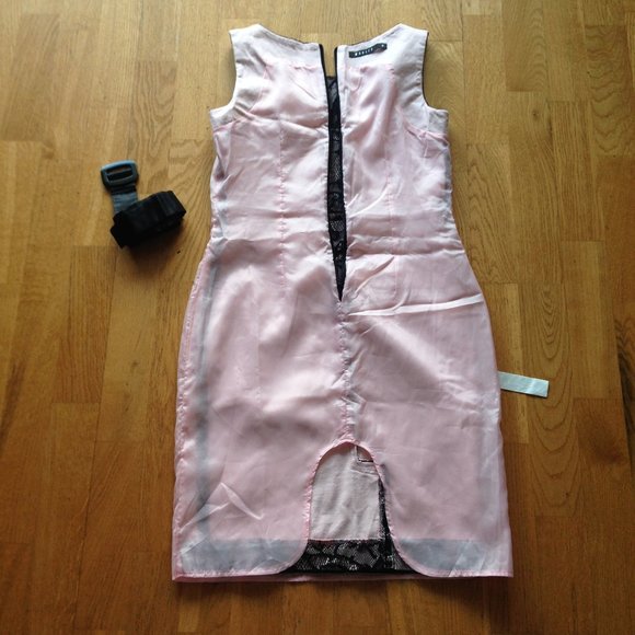 Mohito Sleeveless Midi Sheath Dress Floral Black Mesh Lace - Picture 10 of 15